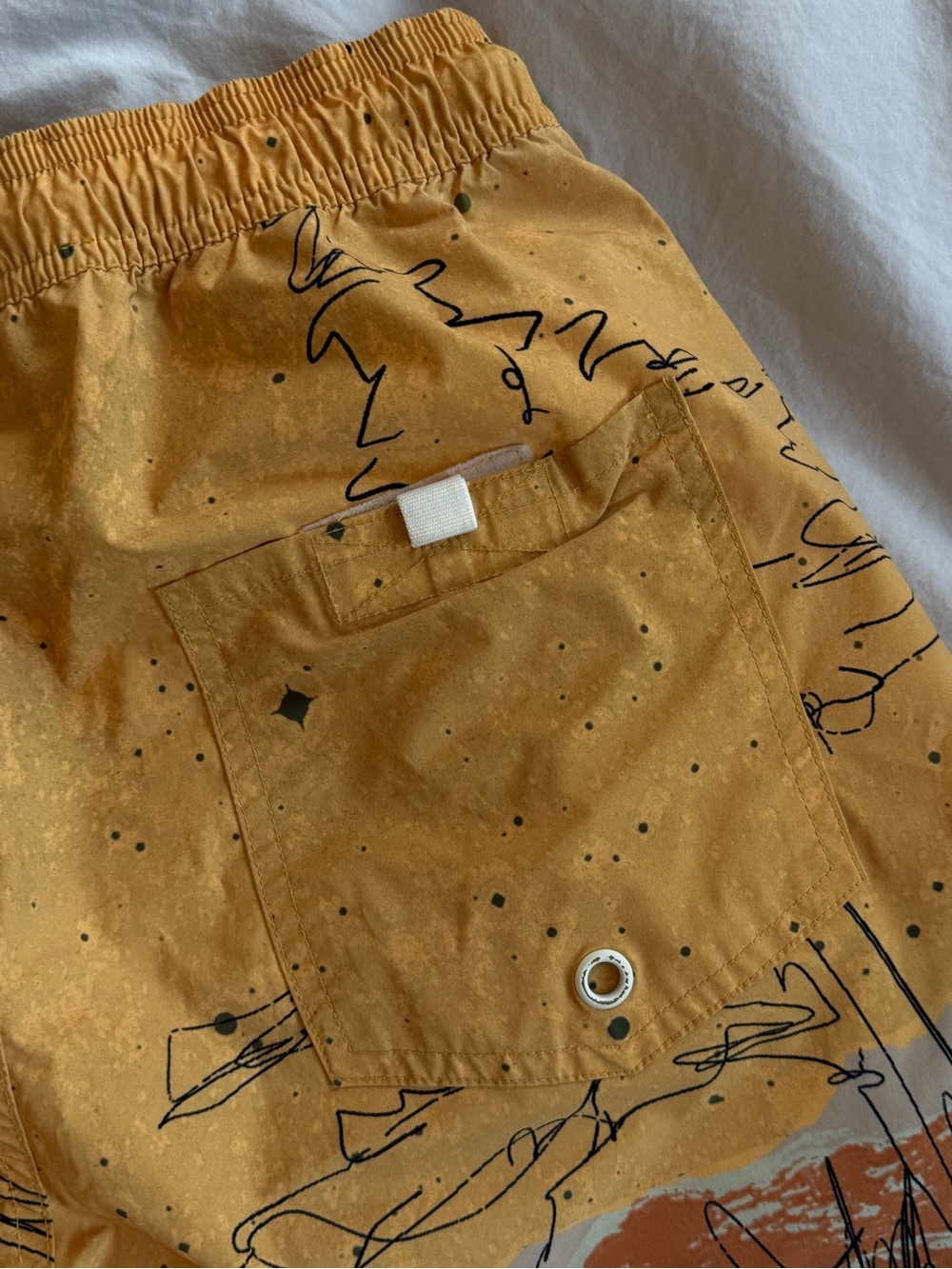 Saturdays New York City Mustard and Rust Scenic Swim Trunks - Picture 5 of 6